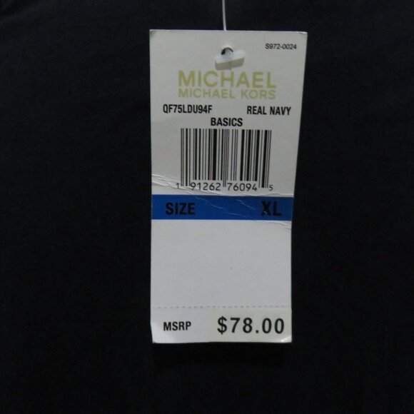 Michael Kors XL Navy Blue Cotton Pullover Top Lace Shoulders and flare sleeves - Picture 6 of 6